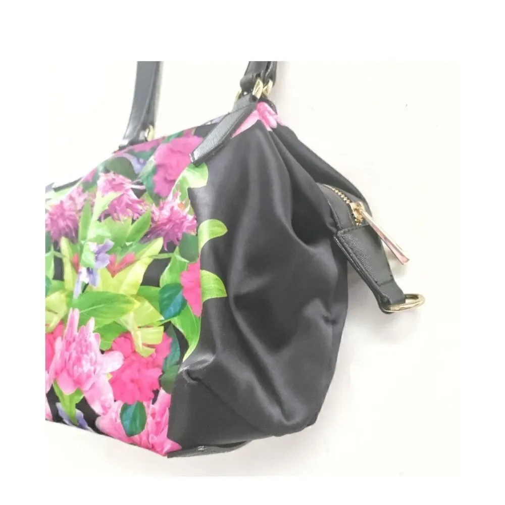 GIANNI BINI SILK FLORAL PRINT SATCHEL HANDBAG SHOULDER BAG FOR DILLARDS